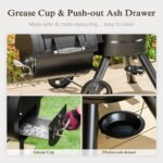 Alpha Joy Vertical Charcoal Grill with Offset Smoker 961 Square Inches Extra Large BBQ - Image 6