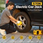 Naipo Electric Car Jack Kit, 5 Ton 12V Portable Battery CarJack Lifting with Electric Wrench/Built-in Tire Inflator Pump/LED Light for SUV/Sedans Yellow - Image 2