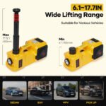 Naipo Electric Car Jack Kit, 5 Ton 12V Portable Battery CarJack Lifting with Electric Wrench/Built-in Tire Inflator Pump/LED Light for SUV/Sedans Yellow - Image 3