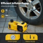 Naipo Electric Car Jack Kit, 5 Ton 12V Portable Battery CarJack Lifting with Electric Wrench/Built-in Tire Inflator Pump/LED Light for SUV/Sedans Yellow - Image 6