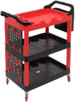3 Tier Auto Detailing Cart, Rolling Utility Detailing Tool Cart Car Wash Organizer Cart with Wheels Mobile Utility Cart for Garage Workshop Repair Shop$$Office