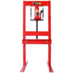 Hydraulic 6 Ton H-Frame Garage Floor Shop Press - Adjustable Red Steel Auto Repair Tool with Plates for Bushing &amp Bearing Removal/Installation