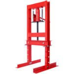 Hydraulic 6 Ton H-Frame Garage Floor Shop Press - Adjustable Red Steel Auto Repair Tool with Plates for Bushing &amp Bearing Removal/Installation - Image 2