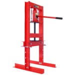 Hydraulic 6 Ton H-Frame Garage Floor Shop Press - Adjustable Red Steel Auto Repair Tool with Plates for Bushing &amp Bearing Removal/Installation - Image 3