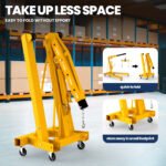 Hydraulic Car Hoist, Yellow Folding Vehicle Crane, Portable Hydraulic Engine Lift, 2 Ton, 360° Steel Wheels, for Auto Repair, Industrial Shop, Equipment Maintai - Image 6