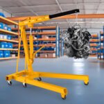 Hydraulic Car Hoist, Yellow Folding Vehicle Crane, Portable Hydraulic Engine Lift, 2 Ton, 360° Steel Wheels, for Auto Repair, Industrial Shop, Equipment Maintai - Image 8