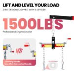8-Ton Hydraulic Pump Engine Hoist with Lever, 2 Ton/4400 LBS, Heavy Duty Cherry Picker Shop Crane with Folding Design & 360° Casters, Engine Crane with Leveler - Image 5