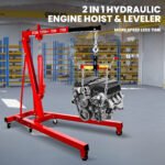 8-Ton Hydraulic Pump Engine Hoist with Lever, 2 Ton/4400 LBS, Heavy Duty Cherry Picker Shop Crane with Folding Design & 360° Casters, Engine Crane with Leveler - Image 6