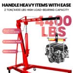 8-Ton Hydraulic Pump Engine Hoist with Lever, 2 Ton/4400 LBS, Heavy Duty Cherry Picker Shop Crane with Folding Design & 360° Casters, Engine Crane with Leveler - Image 8