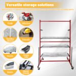 Car Parts Management Mobile Cart, Auto Body Parts Rolling Storage Rack with Wheels, Shelves Workshop Trolley for Automotive Tools and Accessories - Image 5