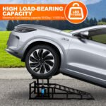 Vertlley 2Pcs Car Ramps with 5t/11050 lb, Heavy-Duty Steel Vehicle Ramps, Portable Car Lift , Built-in Hydraulic Jack, Black - Image 3