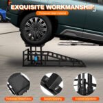 Vertlley 2Pcs Car Ramps with 5t/11050 lb, Heavy-Duty Steel Vehicle Ramps, Portable Car Lift , Built-in Hydraulic Jack, Black - Image 6