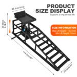 Vertlley 2Pcs Car Ramps with 5t/11050 lb, Heavy-Duty Steel Vehicle Ramps, Portable Car Lift , Built-in Hydraulic Jack, Black - Image 7