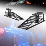 S-HOME 5 Ton Hydraulic Auto Car Truck Service Ramps in Red Color, Garage Lift Frame for Automotive Repair - 2 Pack Set,Black - Image 6
