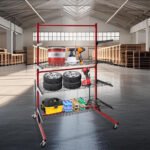 Yeeoy Heavy Duty Parts Management Cart, Auto Body Rolling Parts Rack, 3 Shelf Tool Storage Rack with Wheels, Wire Shelving Unit for Workshop Garage Auto Repair - Image 2