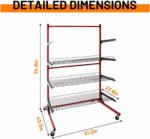 Yeeoy Heavy Duty Parts Management Cart, Auto Body Rolling Parts Rack, 3 Shelf Tool Storage Rack with Wheels, Wire Shelving Unit for Workshop Garage Auto Repair - Image 3