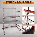 Yeeoy Heavy Duty Parts Management Cart, Auto Body Rolling Parts Rack, 3 Shelf Tool Storage Rack with Wheels, Wire Shelving Unit for Workshop Garage Auto Repair - Image 4