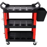 3-Tier Auto Detail Cart with Wheels, Bucket & Tools for Garage Workshop