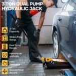 Naipo 3 Ton Low Profile Floor Jack, Dual Piston Hydraulic Pump, Heavy Duty All Steel Construction, Lifting Range 2.8"-19.7", Use for Car, SUV, Mini RV, Light Tr - Image 2