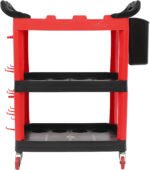 3 Tier Auto Detailing Cart, Rolling Utility Tool for Car Wash Organizer With Wheels - Mobile Cart for Garage Workshop Repair Shop - Image 4