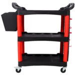 3 Tier Rolling Auto Detail Cart With Wheels,With Bucket & Panel & Hook,for Detailers Garage, Workshop, Repair Shop, Storage Tool,Red&Black - Image 5