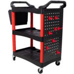 3 Tier Rolling Auto Detail Cart With Wheels,With Bucket & Panel & Hook,for Detailers Garage, Workshop, Repair Shop, Storage Tool,Red&Black - Image 8
