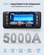 AVAPOW 5000A Car Battery Jump Starter with Air Compressor, 12V Portable Battery Booster, 150PSI Cordleess Tire Inflator with Auto-Shutoff, Emergency Multi-Funct - Image 3