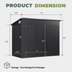 BaPiPro 8'x4' Lean-to Metal Storage Shed, Outdoor Lockable Shed with Triple Doors & Vents for Garden, Backyard, Patio - Black - Image 2