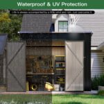 BaPiPro 8'x4' Lean-to Metal Storage Shed, Outdoor Lockable Shed with Triple Doors & Vents for Garden, Backyard, Patio - Black - Image 5