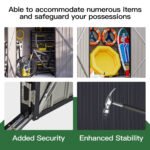 BaPiPro 8'x4' Lean-to Metal Storage Shed, Outdoor Lockable Shed with Triple Doors & Vents for Garden, Backyard, Patio - Black - Image 6