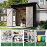 BaPiPro 8'x4' Lean-to Metal Storage Shed, Outdoor Lockable Shed with Triple Doors & Vents for Garden, Backyard, Patio - Black - Image 7
