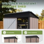 BaPiPro 5'x3' Outdoor Storage Shed, Heavy Duty Metal Shed Garden Tool Shed with Lockable Door for Backyard, Patio, Upgraded Structure Frame, Brown - Image 2