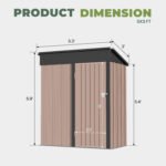 BaPiPro 5'x3' Outdoor Storage Shed, Heavy Duty Metal Shed Garden Tool Shed with Lockable Door for Backyard, Patio, Upgraded Structure Frame, Brown - Image 3