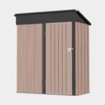 BaPiPro 5'x3' Outdoor Storage Shed, Heavy Duty Metal Shed Garden Tool Shed with Lockable Door for Backyard, Patio, Upgraded Structure Frame, Brown - Image 5