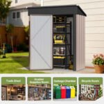 BaPiPro 5'x3' Outdoor Storage Shed, Heavy Duty Metal Shed Garden Tool Shed with Lockable Door for Backyard, Patio, Upgraded Structure Frame, Brown - Image 6