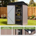 BaPiPro 5'x3' Outdoor Storage Shed, Heavy Duty Metal Shed Garden Tool Shed with Lockable Door for Backyard, Patio, Upgraded Structure Frame, Brown - Image 7