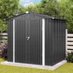 Asofer Outdoor Storage Shed 6 x 4 FT, Lockable Doors Galvanized Metal Garden Shed for Backyard, Garden, Patio