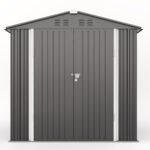 Asofer Outdoor Storage Shed 6 x 4 FT, Lockable Doors Galvanized Metal Garden Shed for Backyard, Garden, Patio - Image 2
