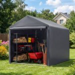 Erommy 5x7 FT Storage Sheds , Portable Sheds and Outdoor Storage with Rolled up Zipper Door for Motorcycles,Bikes and Garden Tools