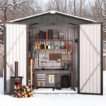 Asofer Outdoor Storage Shed 6’ x 4’, Lockable Doors Galvanized Metal Garden Shed for Backyard, Garden, Patio - Image 2