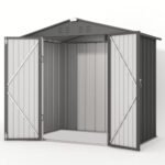 Asofer Outdoor Storage Shed 6’ x 4’, Lockable Doors Galvanized Metal Garden Shed for Backyard, Garden, Patio - Image 3