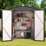 Asofer Outdoor Storage Shed 6’ x 4’, Lockable Doors Galvanized Metal Garden Shed for Backyard, Garden, Patio - Image 5