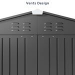 Asofer Outdoor Storage Shed 6’ x 4’, Lockable Doors Galvanized Metal Garden Shed for Backyard, Garden, Patio - Image 6