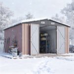 Clouddwell 10 x 12FT Shed Outdoor Storage Shed with Double Hinged Large Door, Large Metal Shed with Lockable Door & Sloped Roof for Garden, Patio and Backyard,
