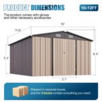 Clouddwell 10 x 12FT Shed Outdoor Storage Shed with Double Hinged Large Door, Large Metal Shed with Lockable Door & Sloped Roof for Garden, Patio and Backyard, - Image 3