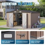 Clouddwell 10 x 12FT Shed Outdoor Storage Shed with Double Hinged Large Door, Large Metal Shed with Lockable Door & Sloped Roof for Garden, Patio and Backyard, - Image 6