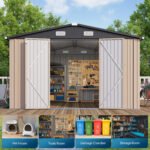Clouddwell 10 x 12FT Shed Outdoor Storage Shed with Double Hinged Large Door, Large Metal Shed with Lockable Door & Sloped Roof for Garden, Patio and Backyard, - Image 7
