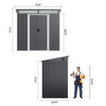 Asofer 6' x 4' FT Outdoor Storage Shed Metal Shed, with Sloping Roof and 2 Lockable Door, Dark Gray - Image 3
