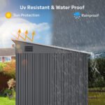 Asofer 6' x 4' FT Outdoor Storage Shed Metal Shed, with Sloping Roof and 2 Lockable Door, Dark Gray - Image 5