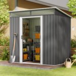 Asofer 6' x 4' FT Outdoor Storage Shed Metal Shed, with Sloping Roof and 2 Lockable Door, Dark Gray - Image 7